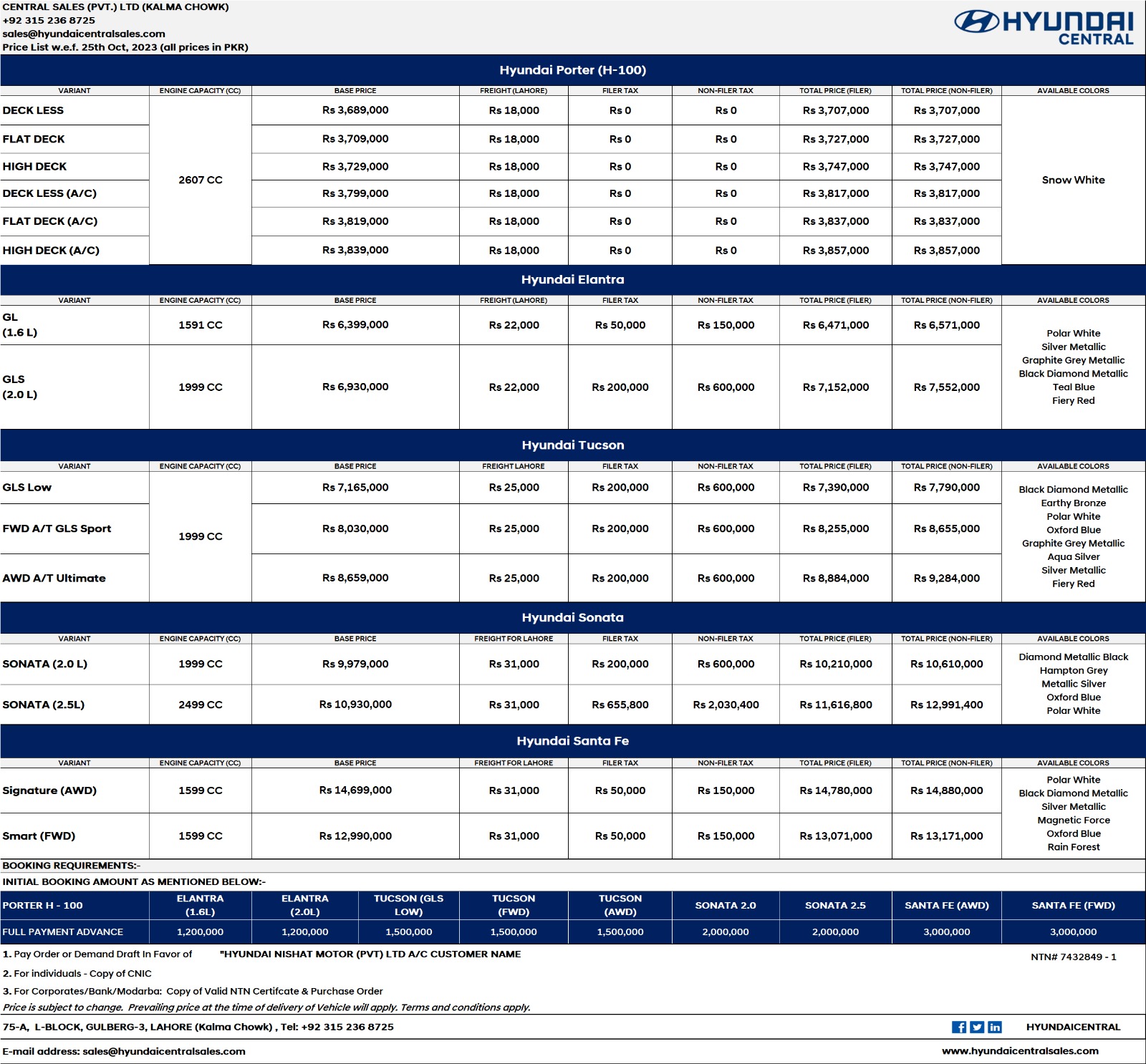 Price List - Hyundai Central Sales